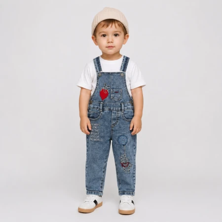 MEN'S 12-24 MONTHS EMBROIDERED DENIM SALOPET