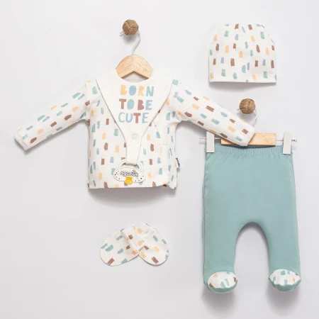 BABY BOY 0-3 MONTHS 5-PIECE ZIBIN SET WITH pacifier and gift