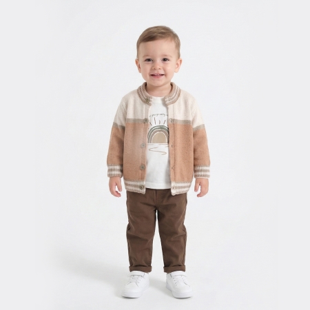 ERKEK BEBEK 6-24 AY  TRİKO HIRKALI 3LÜ TAKIM