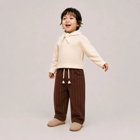 ERKEK ÇOCUK 1-4 YAŞ ÇİZGİLİ GABARDIN PANTOLON