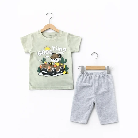 BOY 1-4 YEARS OLD GOOD TIME PRINTED 2-PIECE SUIT