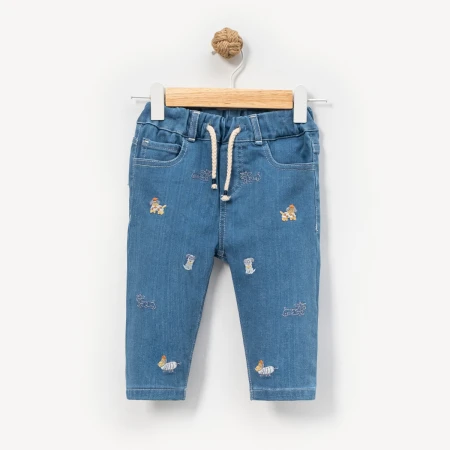 ERKEK ÇOCUK 1-4 YAŞ NAKIŞLI KOT PANTOLON 