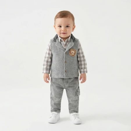 ERKEK ÇOCUK 6-24 AY TRİKO HIRKALI 3LÜ TAKIM 