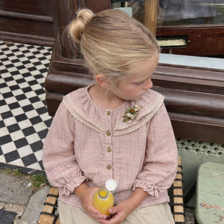 KIZ 5-8 YAŞ FIRFIRLI MÜSLİN GÖMLEK 