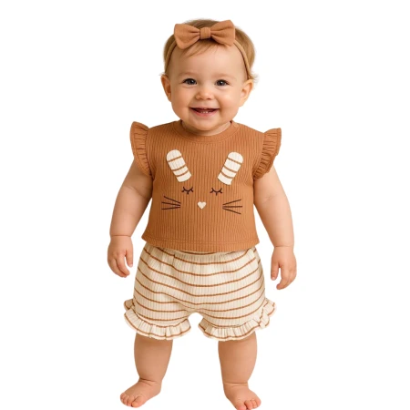 KIZ BEBEK 3-12 AY KAŞKORSE ŞORTLU TAKIM 