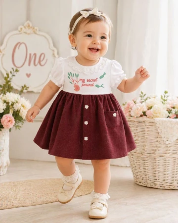 KIZ BEBEK 6-12 AY KISA KOL ELBİSE 