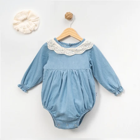 KIZ BEBEK YAKA DETAYLI TOKALI SLİPLİ TULUM 