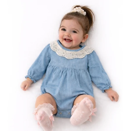 KIZ BEBEK YAKA DETAYLI TOKALI SLİPLİ TULUM 