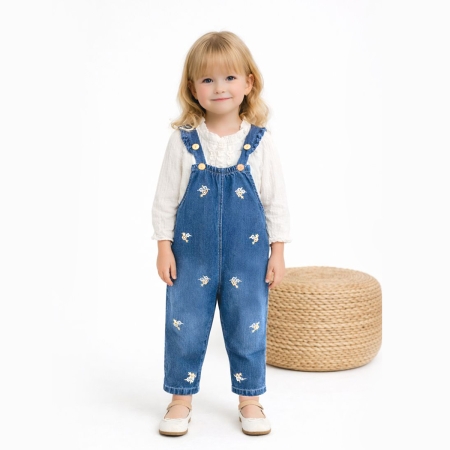 KIZ ÇOCUK 1-4 YAŞ GÖMLEK NAKIŞLI SALOPET