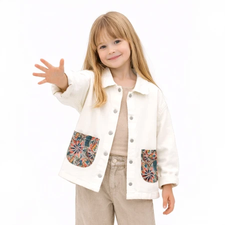 KIZ ÇOCUK 5-8 YAŞ DİJİTA LCEPLİ HAM CEKET 