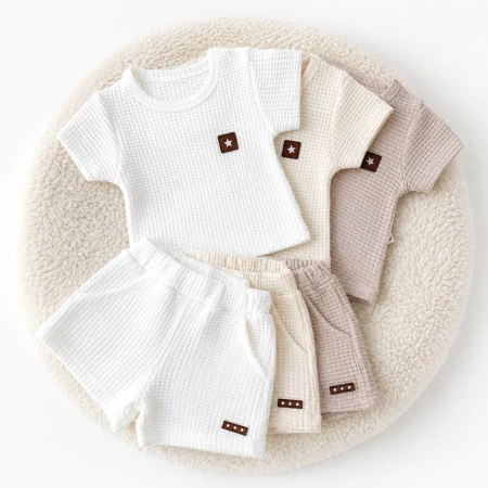 UNISEX BABY 1-12 MONTHS JACQUARD SHORTS SET