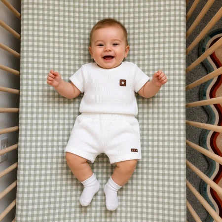 UNISEX BEBEK 1-12 AY JAKARLI ŞORTLU TAKIM 