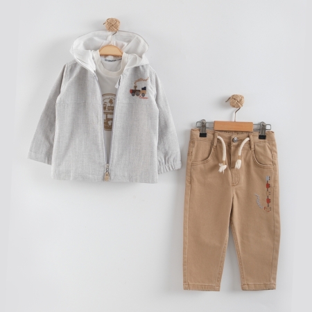 ERKEK ÇOCUK 2-5YAŞ GÖMLEK PANTOLON 3 LÜ TAKIM 