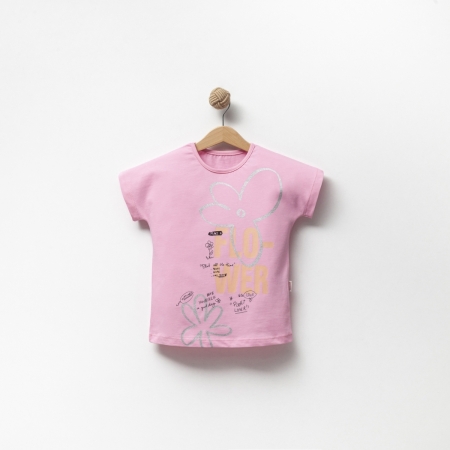 KIZ 5-8 YAŞ ÇİCEK BASKILI T-SHIRT 