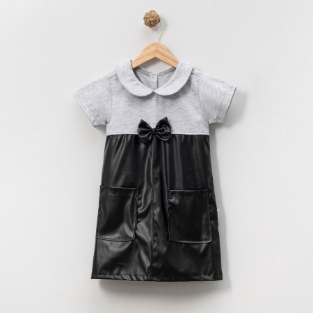 KIZ ÇOCUK 5-8 YAŞ SUNİ DERİ ELBİSE 