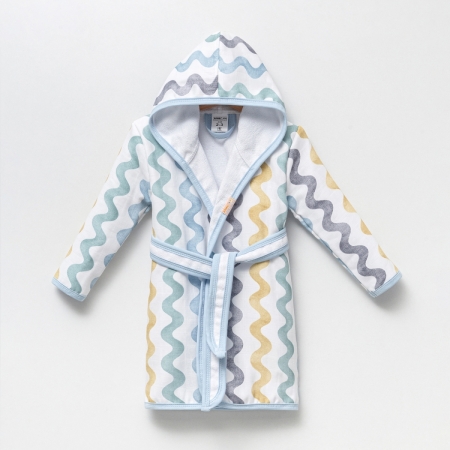 DALGALI MÜSLİN BEBE BORNOZ 1-4 YAŞ 