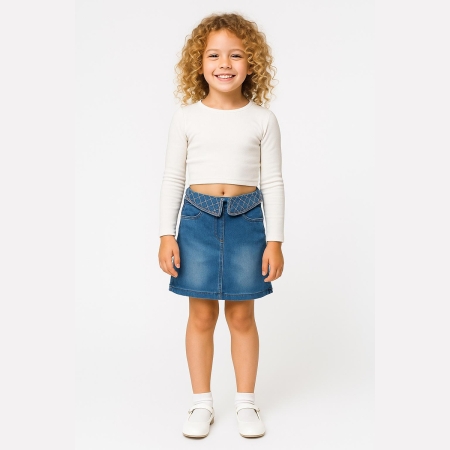 KIZ ÇOCUK TAŞ DETAYLI KOT ETEK 