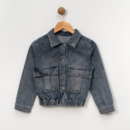 UNISEX ÇOCUK 5-8 YAŞ NAKIŞLI KOT CEKET 