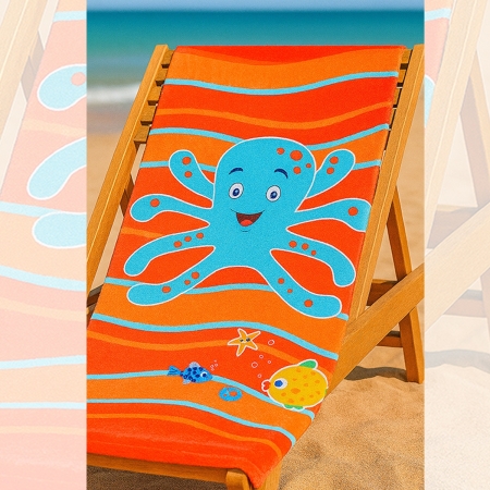 AHTAPOT DESENLİ ÇOCUK HAVLU 75X150 CM 