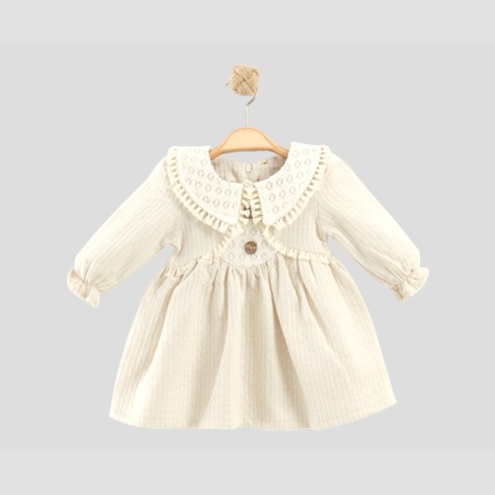 KIZ ÇOCUK 6-24 AY KETEN  ELBİSE 